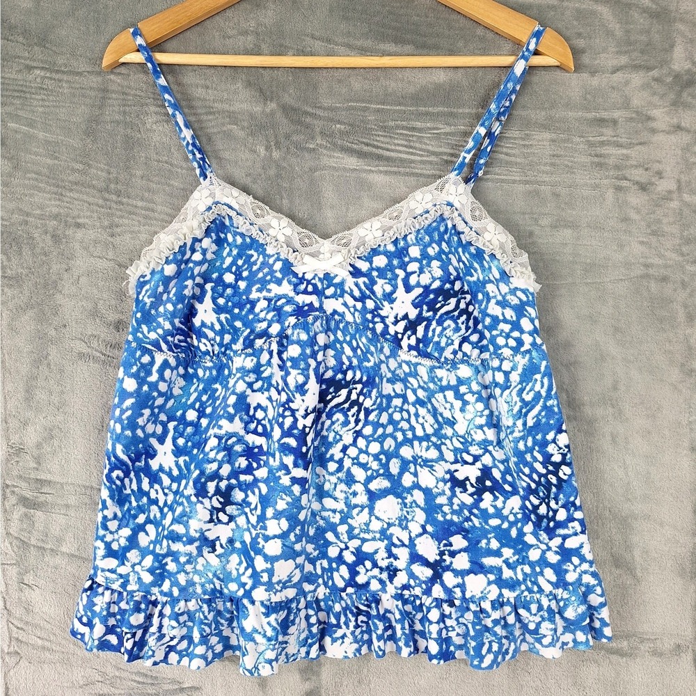 Vintage Womens Top Medium Babydoll Y2K Fairy‎ Coquette Floral Lace Feminine Cami